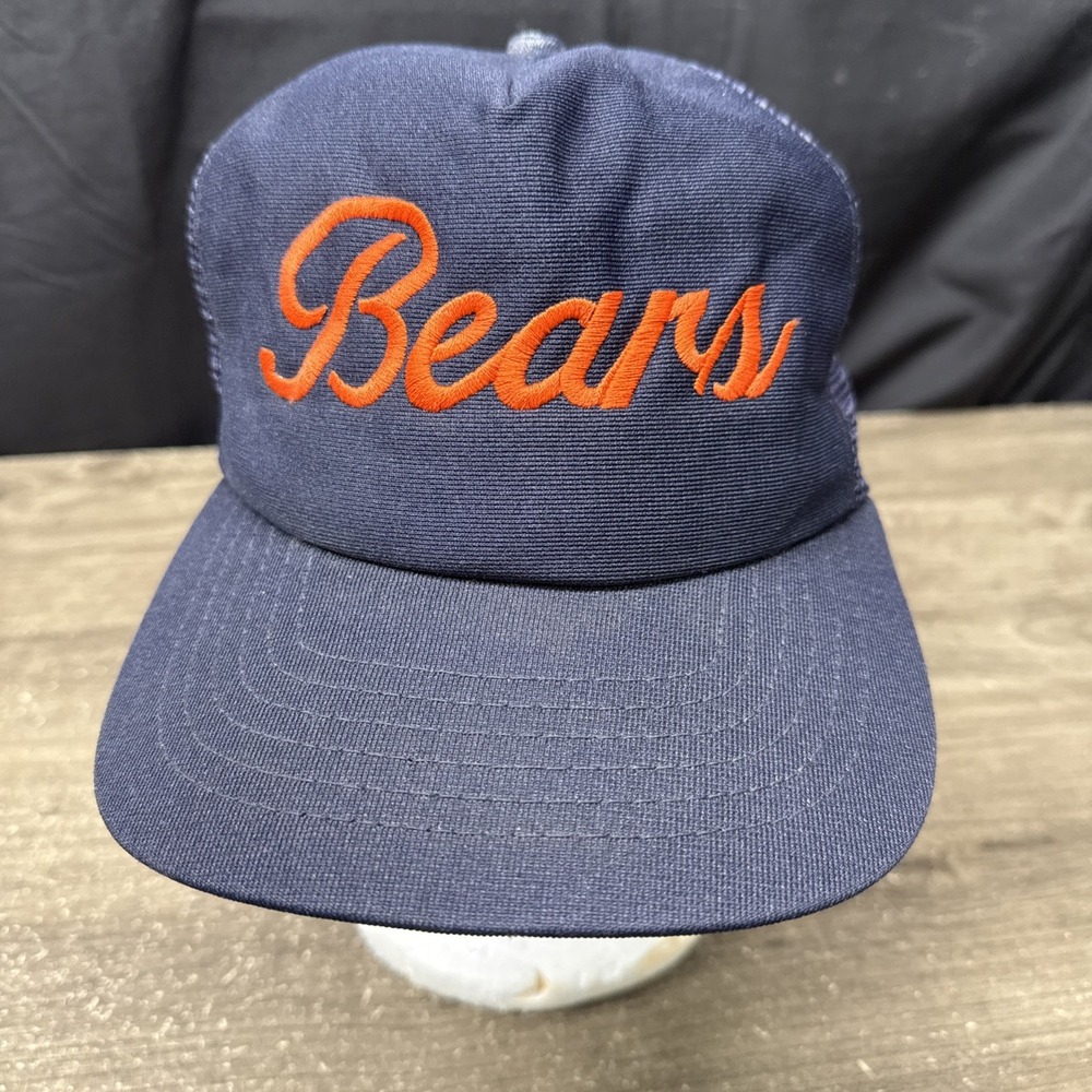 Chicago Bears NFL New Era Trucker Snapback Hat Navy Blue Made in USA Vintage 80s